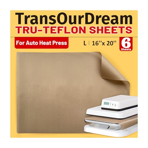 TransOurDream Heat Transfer Paper Supplies 6 Sheets PTFE Teflon Sheets 16x20 inch for Heat Press, Reusable Non-Stick Sheets for Iron-on Transfer - color: Teflon Sheets, size: 20 Sheets