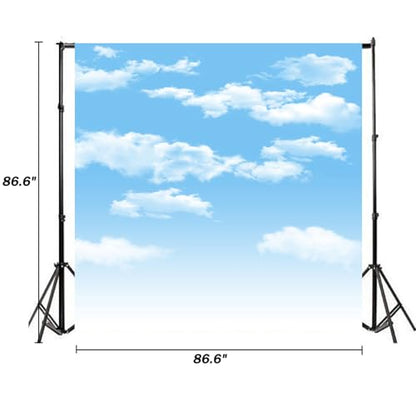 7x7ft Blue Sky and White Clouds Backdrop for Photography Vinyl Material | Clear Sky Photo Background Banner Airplane Theme Baby Newborn Birthday Cake Table Party Decorations Kid Portrait Studio Props - size: 7x7ft