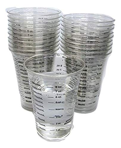 NSI 50 8oz Disposable Graduated Clear Plastic (PET) Cups for Mixing Paint, Stain, Epoxy, Resin
