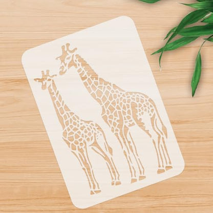 Giraffe Safari Animal Stencil for Painting 8.3" x 11.7" Reusable - style: Giraffe