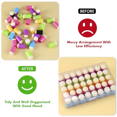 40 Pieces Sponges Daubers with Storage Case - Finger Sponge Daubers with Soft Sponge Head - Perfect for Painting, Drawing, Stenciling, Card Making and More - color: Yellow
