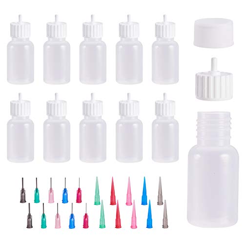 BENECREAT 10 Packs 1 Ounce Multi Purpose DIY Precision Tip Applicator Bottles with 20 Caps, 20 Tips - DIY Quilling, Glue Applicator Bottle - color: 10 Bottles & 20 Tips & 20 Caps - 1 Ounce, size: 1 Ounce