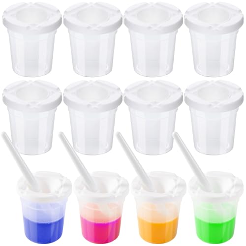 12 Sets No Spill Paint Cups with Lids & Paintbrushes for Kids | Includes: 12 Paint Cups, 12 Paint Brushes, Ideal for: Toddlers and Kids, Mess-Free: Prevents Spills, Messes