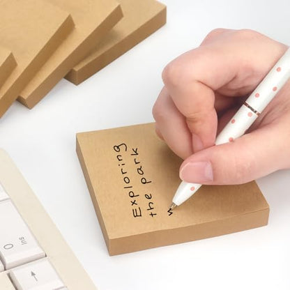 Sticky Notes 3x3 with Bright Colors, 6 Pads 100 Sheets/Pad (Kraft Paper) | Brown Self-Stick Notes Pads, 600 Sheets Total, Easy to Stick and Remove, Perfect for Office, School and Home - color: Kraft Paper