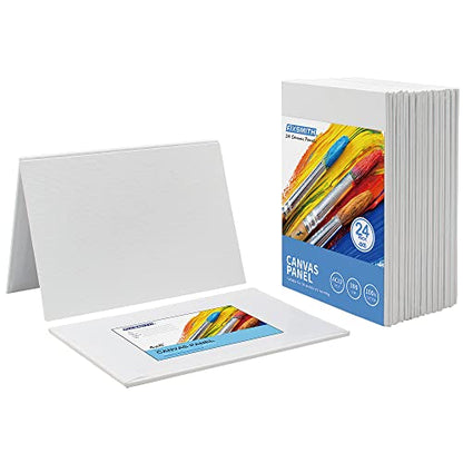 Canvas Boards for Painting 4x6 Inch, Super Value 24 Pack Mini Canvases, White Blank Canvas Panels, 100% Cotton Primed, Painting Art Supplies - size: 4"×6"