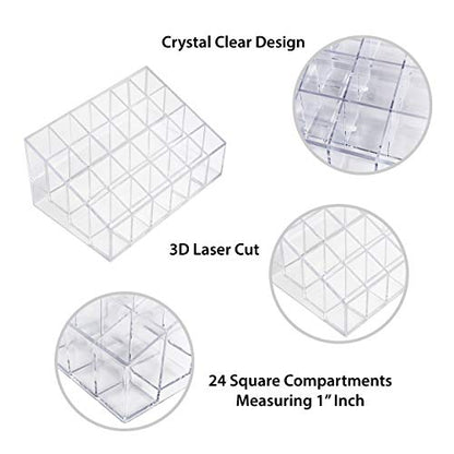 Super Z Outlet Transparent Cosmetic Makeup Organizer for Lipstick, Brushes, Bottles, and More - Clear Case Display Rack Holder
