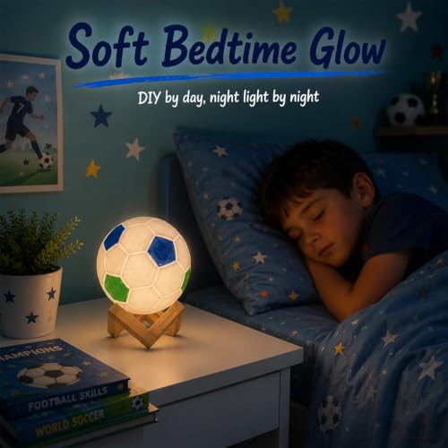 Soccer Ball Lamp Kit, 3D Night Light, Crafts for Kids, Gifts for Boy 4-12 - style: Soccer Ball