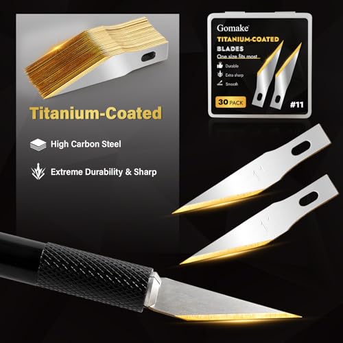 Exacto Knife Blades #11 Titanium Coated Replacement Blades-30 Pack | #11 Blades for Precision Hobby Knife Hobby Blades Refill Set for Craft, Hobby, Scrapbooking,Cutting