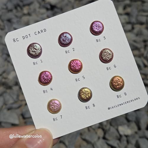 IUILE Handmade Watercolor Paints - RC Dot Card (9 colors). Color Shift, Metallic, Shiny, Shimmer - color: RC Dot