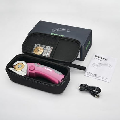 ZEITE Cordless Cardboard Box Cutter with Titanium Coated HSS Blades (Pink) - color: Pink