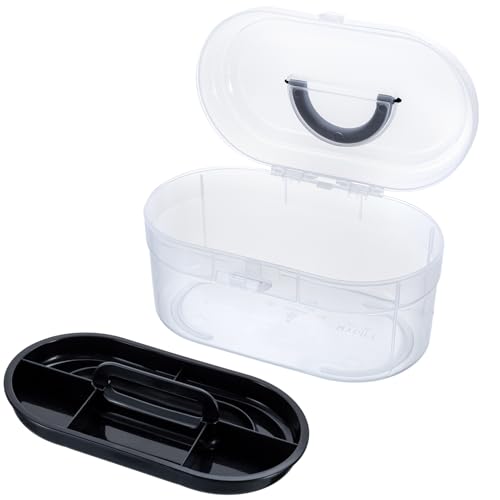 MyGift Clear Craft Storage Case with Tray, Portable Organizer Box | Clear storage case with removable tray organizes crafts, sewing supplies, first aid essentials, and small accessories
