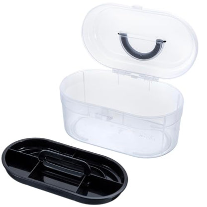MyGift Clear Craft Storage Case with Tray, Portable Organizer Box | Clear storage case with removable tray organizes crafts, sewing supplies, first aid essentials, and small accessories