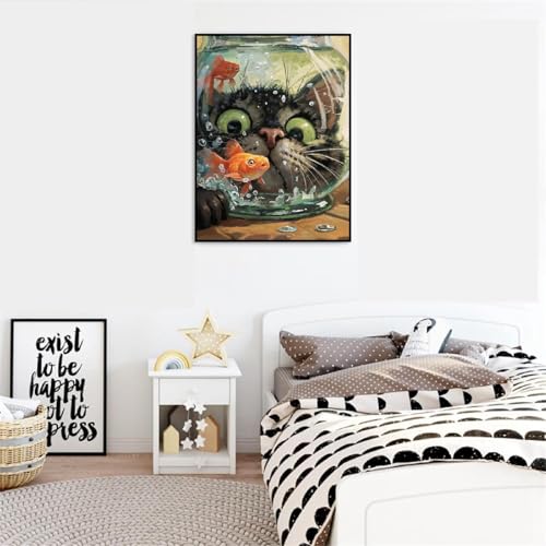 Paint by Numbers Kit for Adults,Cute Cat DIY Paint by Number 12x16 In - color: MT6054-0403
