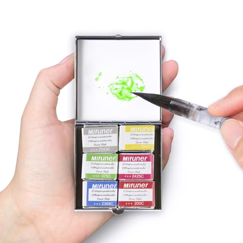 Mini Portable Handmade Artist Watercolor Paint,6 Colors Solid Watercolor - color: Solid Watercolor--mix Color 05