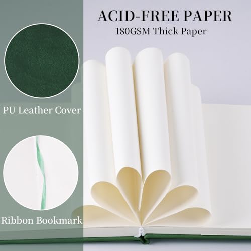 5.7x4.1" Hardcover Mixed Media sketchbook,Pocket Junk Journal Supplies - color: PU Cover-5.7x4.1in-Dark Green