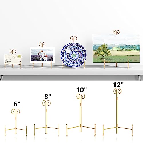 SVENJBB Plate Holder Display Stand, 6 Inch Decorative Plate Stands for Display, Gold Iron Easel Display Stand for Picture, Book, Photo Frame and Decorative Plates (1 Pack)