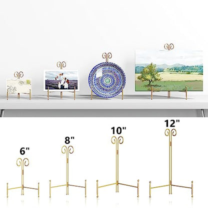 SVENJBB Plate Holder Display Stand, 6 Inch Decorative Plate Stands for Display, Gold Iron Easel Display Stand for Picture, Book, Photo Frame and Decorative Plates (1 Pack)