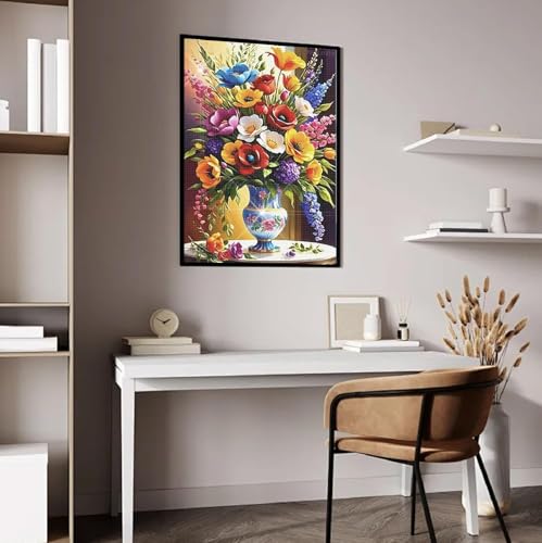 COHAYISY Flowers Diamond Painting Kits for Adults, Bouquets Diamond Art for Beginners, vases Diamond Round 5D Full Drill Paint with Diamonds Pictures Gem Art Painting Kits DIY Crafts Kits 12x16inch - color: 25-18 Bouquets