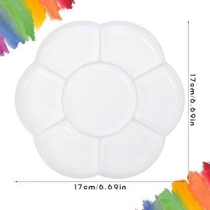 2pcs Paint Tray Palette Plastic 7-Well Watercolor Palette Flower White Painting Tray for Watercolor Create DIY Craft Professional Art Painting Acrylic Painting Gouache