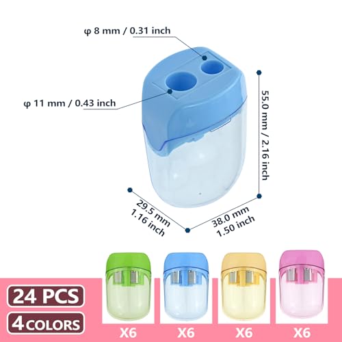 Colored Pencil Sharpener Bulk for Kids Manual Handheld Crayon Sharpeners - style: 24Pcs Sharpeners - B