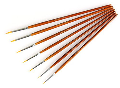 Fine Detail Paint Brush Set - 7 Pieces Miniature Brushes for Watercolor, Oil, Acrylic Painting, Airplane Kits