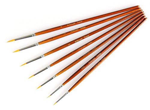 Fine Detail Paint Brush Set - 7 Pieces Miniature Brushes for Watercolor, Oil, Acrylic Painting, Airplane Kits