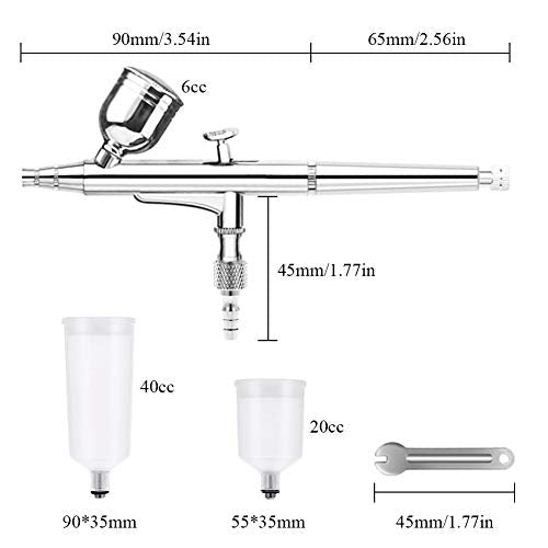 0.3mm Dual Action Airbrush Kit with 6/20/40CC Cups Paint Spray Gun