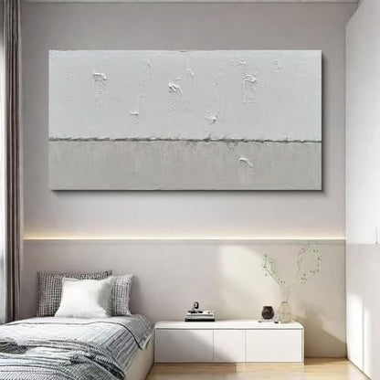 NANKAI Art Hand-painted Grey White Minimalist Oil Painting 30x60 inches - color: NKHB002