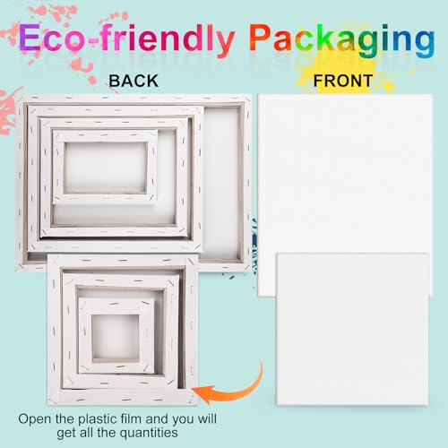 14 Packs Stretched Canvas for Painting, MultiSize 12x16, 10x12, 8x10, 5x7, 8x8, 6x6, 4x4 (2 of Each), Primed Blank Canvas for Oil, Acrylic Paint,for Beginner, Artist. - size: 14Pack-MultiSize Canvas