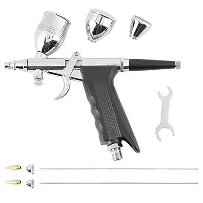 Airbrush Kit with Dual Action Feed, 0.3 & 0.8mm Needles, 2cc Fluid Cup, Multi-Purpose for Nail Art, Makeup, Model Painting, Tattoo