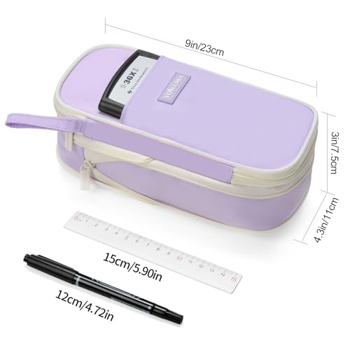 YOKUMA Cute Pencil Case for Girls Big Capacity Pencil Pouch Bag Box,Purple | Expandable,Cute,Durable Zipper,Lightweight,Aesthetic,Back to School Supplies Gift for Kids Students College Adults Preppy - color: Purple