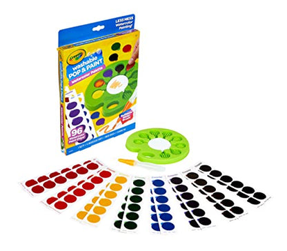 Crayola Watercolor Pop & Paint Palette, Washable Paint Kit, Less Mess Watercolor Paint Set for Kids, Arts & Crafts, Toddler Gifts