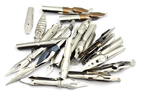 Gullor A Bunch of Nibs for Comic Dip Pen, Assorted Calligraphy Dip Pen Nibs, Various Sizes and Shapes, 33 Nibs in Box - style: 33 Pieces