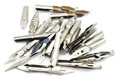 Gullor A Bunch of Nibs for Comic Dip Pen, Assorted Calligraphy Dip Pen Nibs, Various Sizes and Shapes, 33 Nibs in Box - style: 33 Pieces