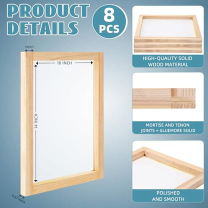 CroBlissful 8 Pcs Wood Silk Screen Printing Frames for Beginners 10 x 14 Inch Clear Precise Screens, High Tension Nylon Mesh, 0.87 Inch Thickened Frame for T Shirts DIY Screen Printing(200 Mesh) - style: 200 Mesh