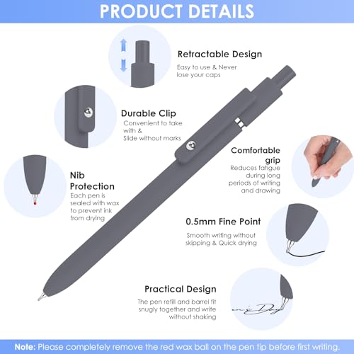 Gel Pens, 6pcs 0.5mm Black Ink Fine Point Pens, Cute Office School Supplies | Quick Dry Smooth Writing Pens For Journaling Note Taking, Anniversary Birthday Gifts for Men Women, Nurse Aesthetic Pen - color: Multicolor & 6 Black Gray White