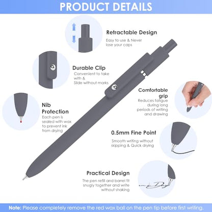 Gel Pens, 6pcs 0.5mm Black Ink Fine Point Pens, Cute Office School Supplies | Quick Dry Smooth Writing Pens For Journaling Note Taking, Anniversary Birthday Gifts for Men Women, Nurse Aesthetic Pen - color: Multicolor & 6 Black Gray White