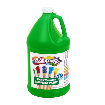 Colorations Paraben-Free Washable Green Tempera Paint for Kids, 1 Gallon | Vibrant, Non-Toxic and Made in the USA, Classroom Must Haves, Bulk Arts & Crafts Supplies - color: Green