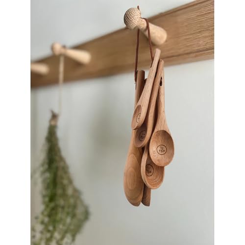 6pcs Measuring Spoons, Natural Beechwood, Gift Set | 1 tbsp, 1/2 tbsp, 1 tsp, 1/2 tsp, 1/4 tsp & 1/8 tsp, For Cooking Baking, Rustic Teaspoon Tablespoon, For Dry Ingredients - style: H - Measuring Spoons 6pcs