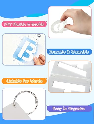 72 Pcs True 3 Inch Letter & Number Stencils - 2 Full Craft Stencil Sets | Reusable Alphabet Templates Interlocking Stencils(A-Z & 0-9) for Painting on Wood, Wall, Fabric, Rock, Sign, Craft Projects