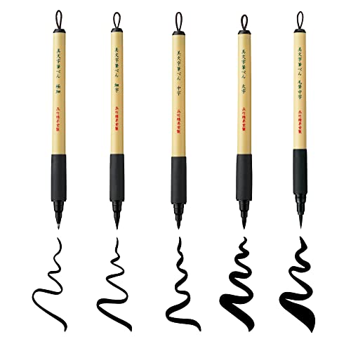 Kuretake Bimoji Brush Pen, 5 pcs set, brush tip marking fude brush pen, for Calligraphy, lettering, illustration, Professional, Made in Japan - style: Variety 5pcs box2