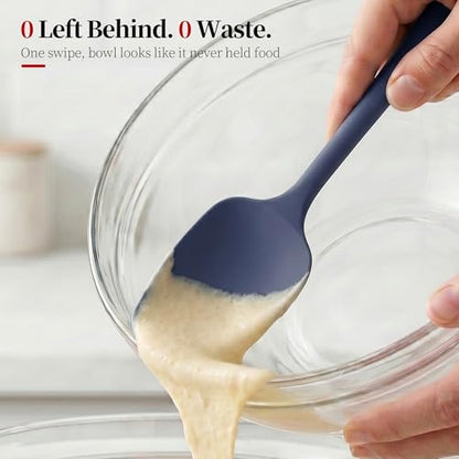 600ºF Heat Resistant Cooking Silicone Spoon Spatula, Midnight Blue | High Heat Food Safe Seamless Kitchen Spoonula Scraper for Baking Mixing Scraping Stirring Egg Nonstick Cookware Pan Bowl - color: Midnight Blue, size: 11.34in - Spoon Spatula