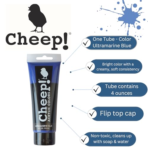 Cheep! Acrylic Paints, 4 oz. Tube - Ultramarine Blue, Perfect for Artists - Quality Acrylic Paint Heavy Body Paint Artist and Student - color: Ultramarine Blue