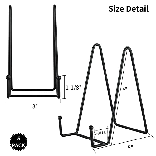 IBosins 5-Pack 6-Inch Plate Holder Display Stands Black Metal Frame Stand - color: Black, size: 6 Inch