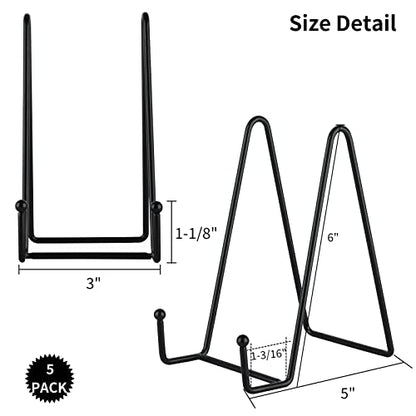 IBosins 5-Pack 6-Inch Plate Holder Display Stands Black Metal Frame Stand - color: Black, size: 6 Inch