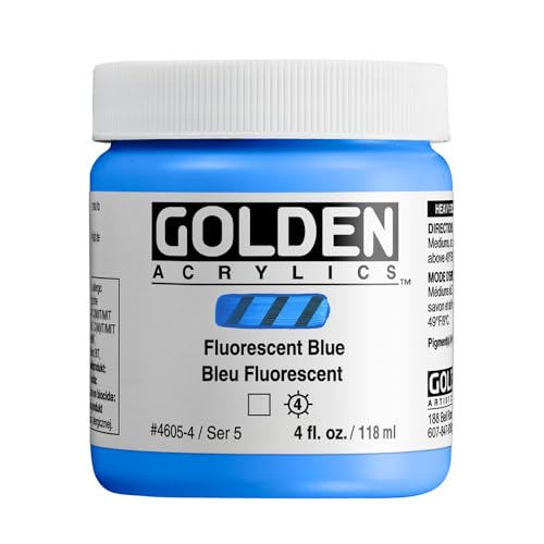 GOLDEN Heavy Body Acrylics, Fluorescent Blue, 4 fl. oz. Jar
