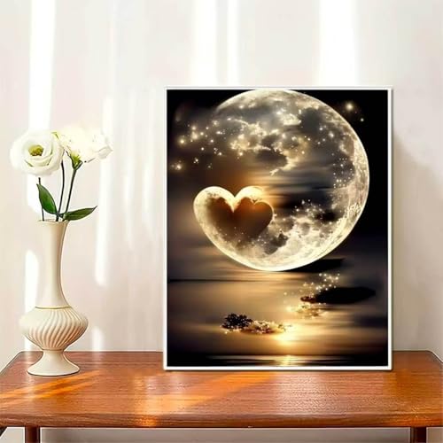 YIYITUPO Diamond Painting Kit, Full Moon Landscape, 12x16 Inches, Round Resin Rhinestones, Full Drill Coverage, Adults (YYZ-017) - color: YYZ-017