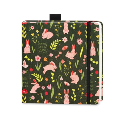 5x5" Watercolor Sketchbook,Mixed Media Pad,Travel Portable Drawing Journal | 140LB/300gsm 20Sheets/40Pages Watercolor Paper,Cloth Fabric Hardcover,Sewing Binding,Lay-Flat.Spring Rabbit - color: 300gsm-Spring Rabbit