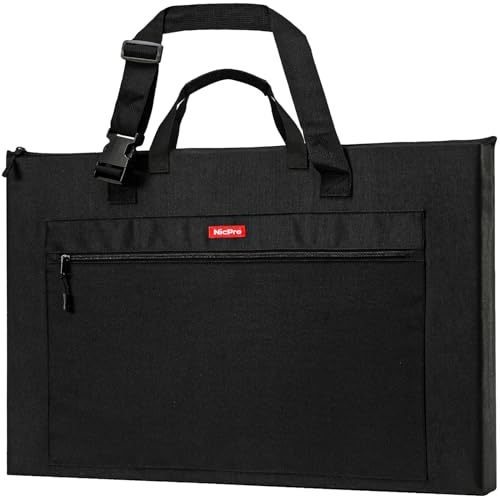 Nicpro Light Weight Art Portfolio Bag, 18x24” Waterproof Art Portfolio Case | with Shoulder & Handle Carry, for Artwork, Poster, Sketch Drawing, Canvas, Photography, Solar Panel Storage - size: 18 x 24 inches