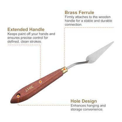 HARFINGTON Palette Knife Painting Tool 2.36" x 0.79" Stainless Steel Teardrop Blade 8.27" Length Spatula Painting Pallet Knives with Hole Beech Wood Handle for Oil Acrylic Canvas, Red/Silver - size: 8.27" x 0.79" x 2.36"